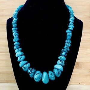 $98 Southwest Native American Estate Turquoise Necklace Marked Sterling